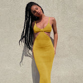 Robe longue en tricot découpé Tulum
